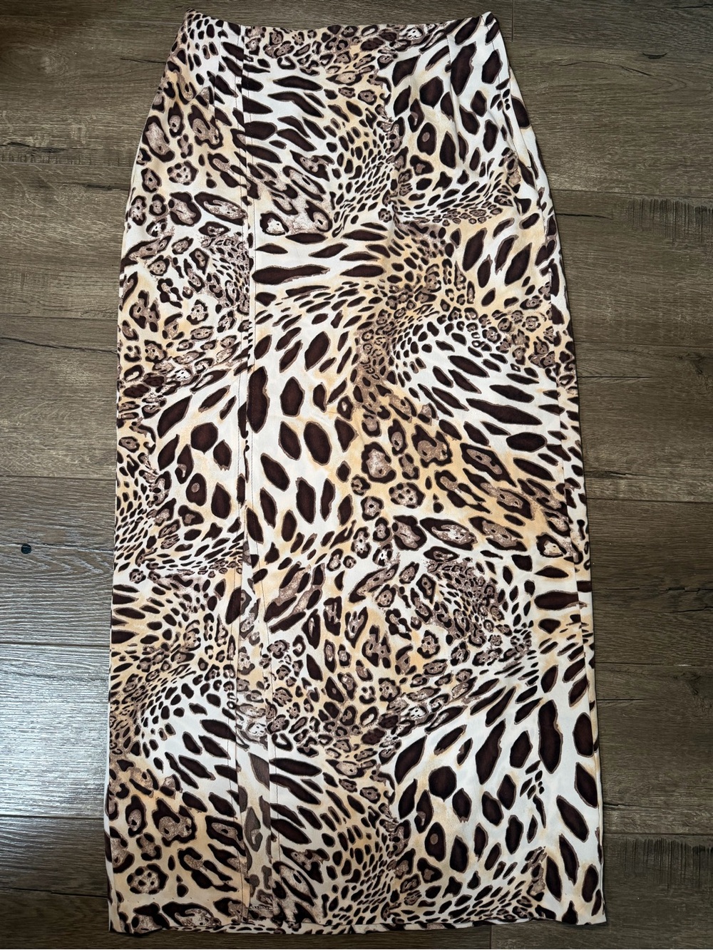 Leopard Print Ankle length Skirt in Neutral Tones-M